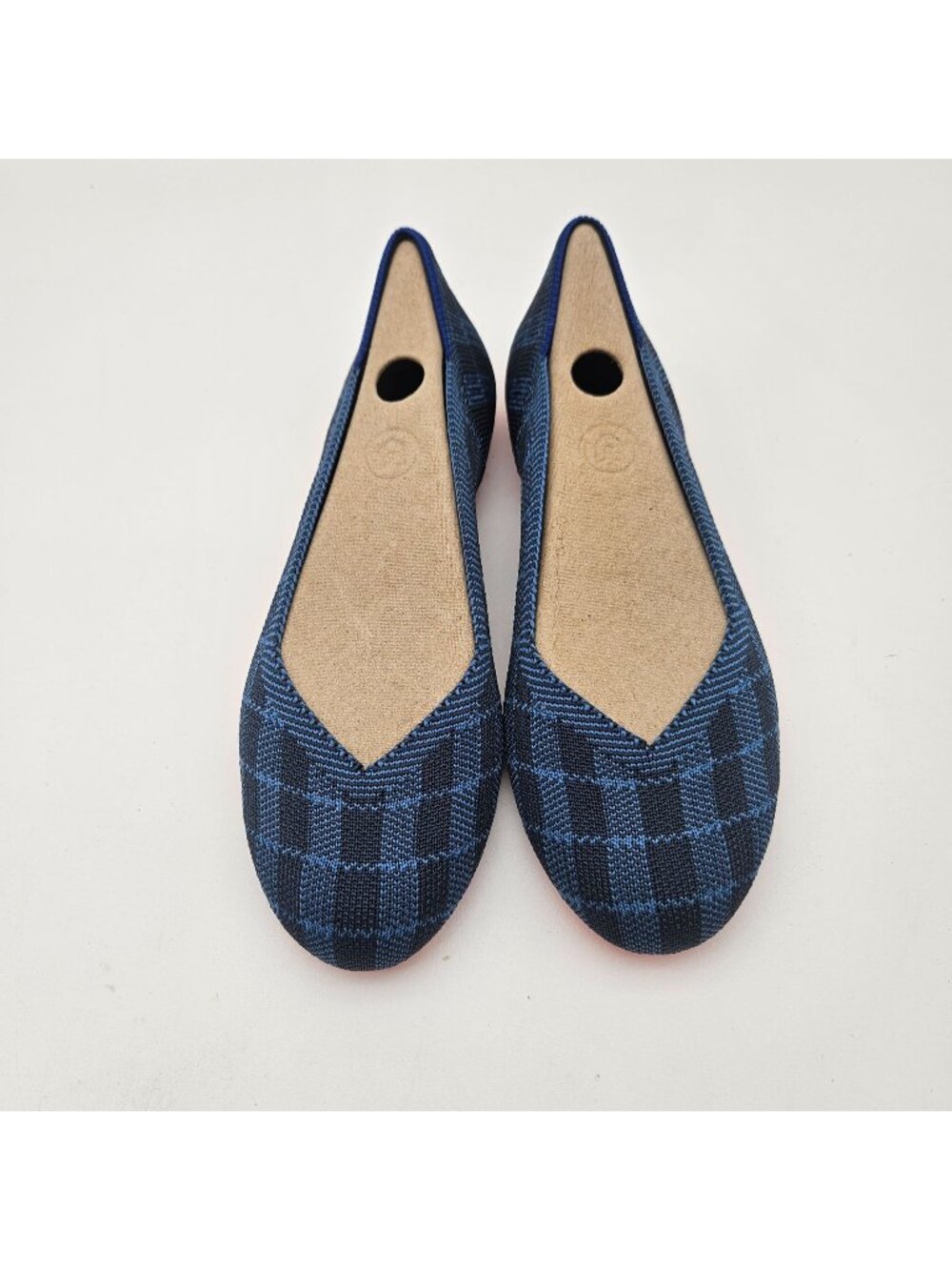 Rothys The Flat Indigo Gingham Round Toe Slip On Flats Womens Sz 5 NEW